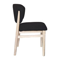 Fela Dining Chair Set of 2, Black Seat and Back, Natural Brown Wood - BM338216
