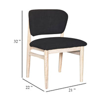 Fela Dining Chair Set of 2, Black Seat and Back, Natural Brown Wood - BM338216