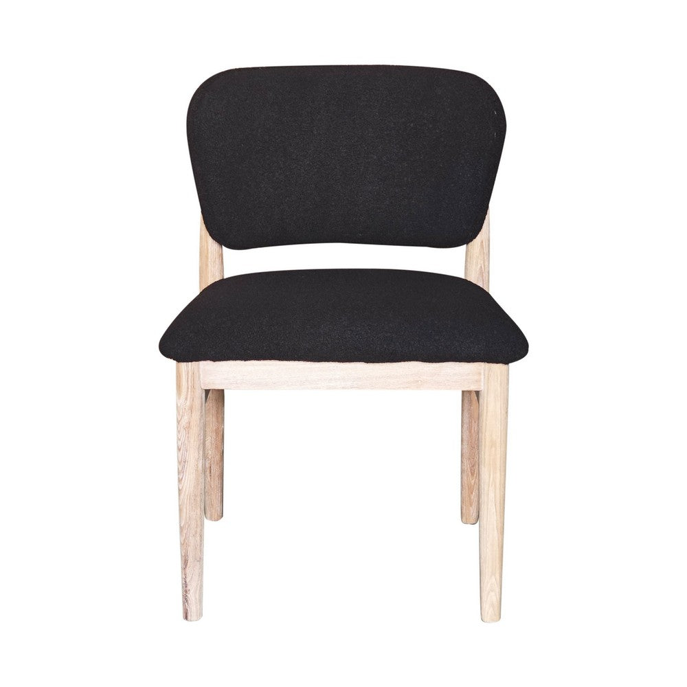 Fela Dining Chair Set of 2, Black Seat and Back, Natural Brown Wood - BM338216