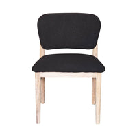 Fela Dining Chair Set of 2, Black Seat and Back, Natural Brown Wood - BM338216