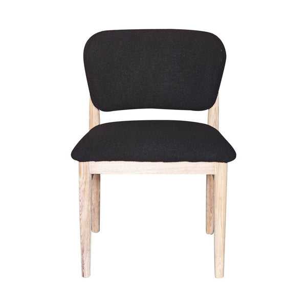 Fela Dining Chair Set of 2, Black Seat and Back, Natural Brown Wood - BM338216
