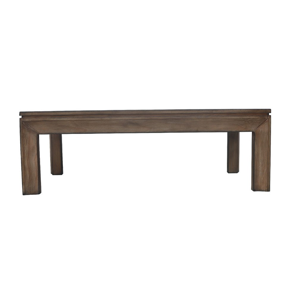 Moa Coffee Table, 54 Inch Rectangular Top, Antique Natural Brown - BM338218