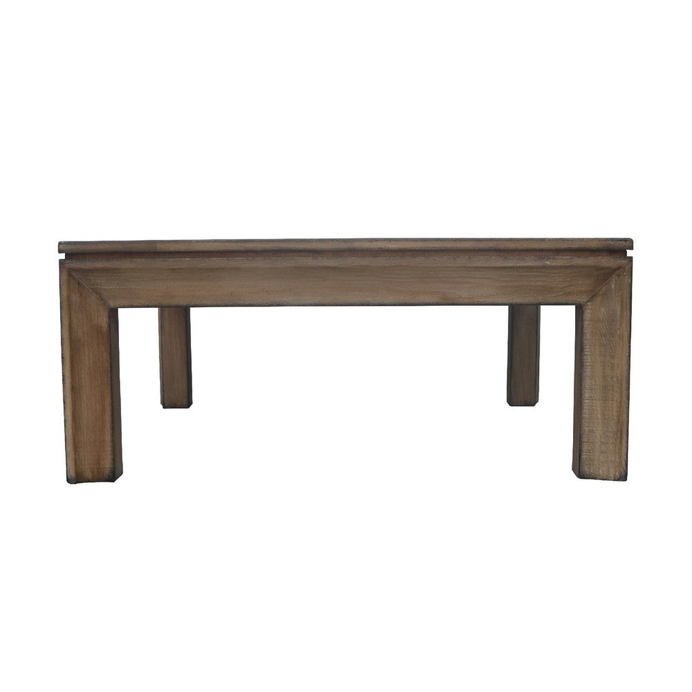 Moa Coffee Table, 42 Inch Square Top, Antique Natural Brown - BM338219