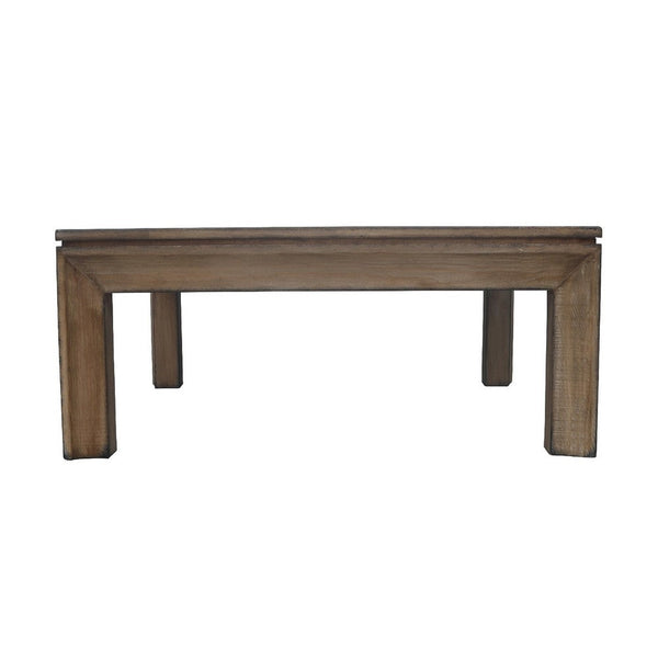 Moa Coffee Table, 42 Inch Square Top, Antique Natural Brown - BM338219