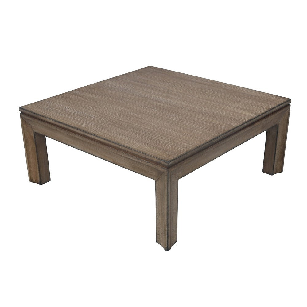 Moa Coffee Table, 42 Inch Square Top, Antique Natural Brown - BM338219