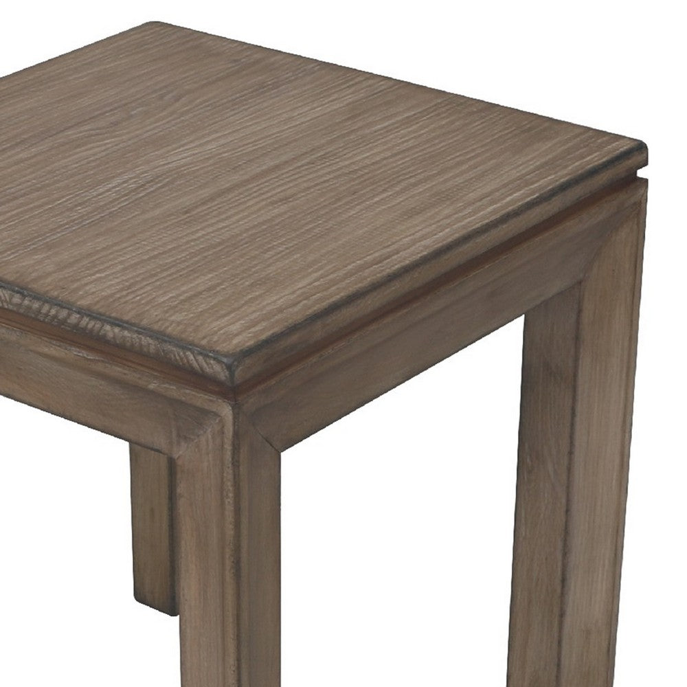 Moa Side End Table, 22 Inch Square Top, Antique Natural Brown - BM338220