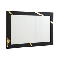 Cid Exie Mirror, Black Frame, 41 Inch High Gloss Finish, Gold Accents - BM338222