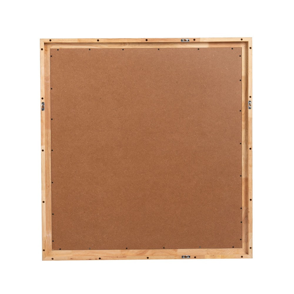 Noe Malia Mirror, 40 Inch Rectangular Rubberwood Frame, Natural Brown - BM338245