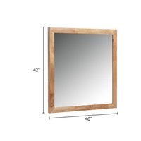 Noe Malia Mirror, 40 Inch Rectangular Rubberwood Frame, Natural Brown - BM338245