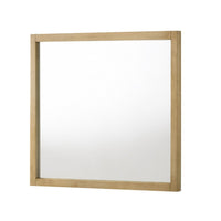 Noe Celia Accent Mirror, 40 Inch Square Oak Wood Frame, Brown Finish - BM338246