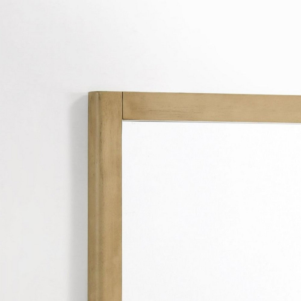 Noe Celia Accent Mirror, 40 Inch Square Oak Wood Frame, Brown Finish - BM338246