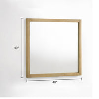 Noe Celia Accent Mirror, 40 Inch Square Oak Wood Frame, Brown Finish - BM338246
