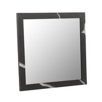 Cid Exie Mirror, 39 Inch Matte Brown Veneer Frame, Silver Accents - BM338249