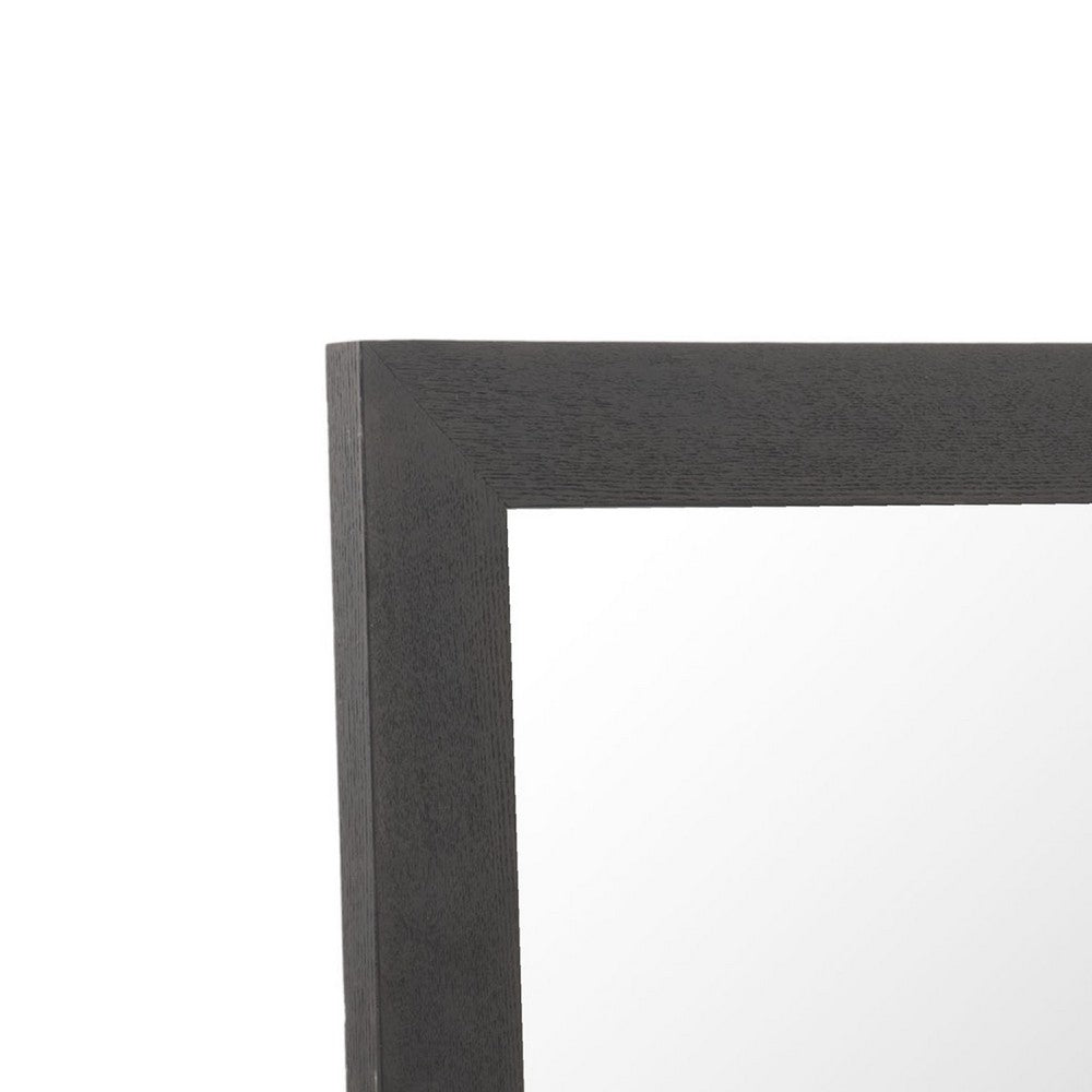 Cid Exie Mirror, 39 Inch Matte Brown Veneer Frame, Silver Accents - BM338249
