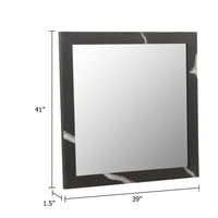 Cid Exie Mirror, 39 Inch Matte Brown Veneer Frame, Silver Accents - BM338249