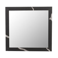 Cid Exie Mirror, 39 Inch Matte Brown Veneer Frame, Silver Accents - BM338249