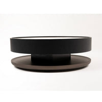 Cid Mauj Coffee Table, 37 Inch White Ceramic Top, Black Oak Veneer Body - BM338256