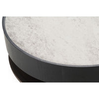 Cid Mauj Coffee Table, 37 Inch White Ceramic Top, Black Oak Veneer Body - BM338256