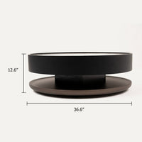 Cid Mauj Coffee Table, 37 Inch White Ceramic Top, Black Oak Veneer Body - BM338256