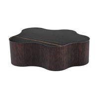 Cid Rick Coffee Table, Contemporary Abstract 43 Inch Black Ceramic, Brown Wood - BM338266