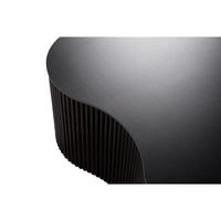 Cid Rick Coffee Table, Contemporary Abstract 43 Inch Black Ceramic, Brown Wood - BM338266