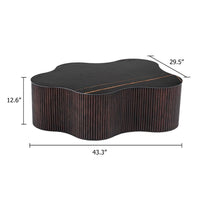 Cid Rick Coffee Table, Contemporary Abstract 43 Inch Black Ceramic, Brown Wood - BM338266