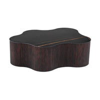 Cid Rick Coffee Table, Contemporary Abstract 43 Inch Black Ceramic, Brown Wood - BM338266