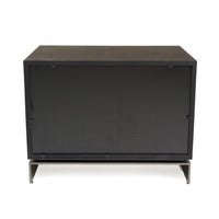 Niye Nightstand, 2 Drawers, Black Ash Wood and Gray Metal Base, 28 Inch - BM338294