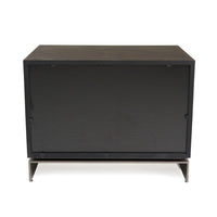 Niye Nightstand, 2 Drawers, Black Ash Wood and Gray Metal Base, 28 Inch - BM338294