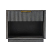 Noe Celia Nightstand, Retro Gray Rubberwood and Faux Wood, 32 Inch - BM338302