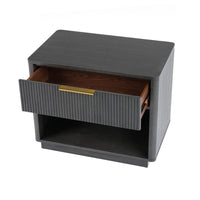 Noe Celia Nightstand, Retro Gray Rubberwood and Faux Wood, 32 Inch - BM338302