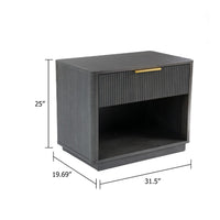 Noe Celia Nightstand, Retro Gray Rubberwood and Faux Wood, 32 Inch - BM338302