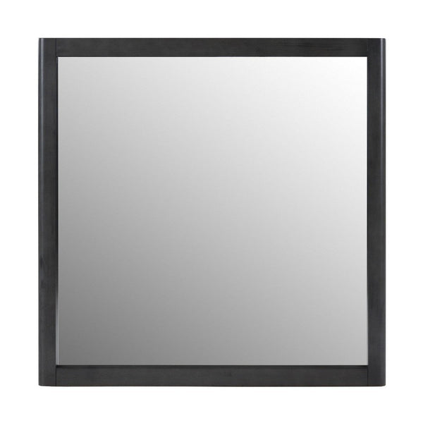 Noe Celia Dresser Mirror, Retro Luxe Gray Solid Wood Frame, 40 Inch - BM338305