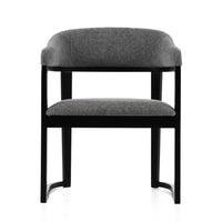 Cid Mary Dining Chair, Gray Fabric, Curved Black Solid Rubberwood Frame - BM338306