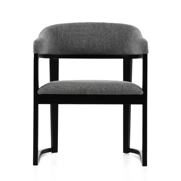 Cid Mary Dining Chair, Gray Fabric, Curved Black Solid Rubberwood Frame - BM338306