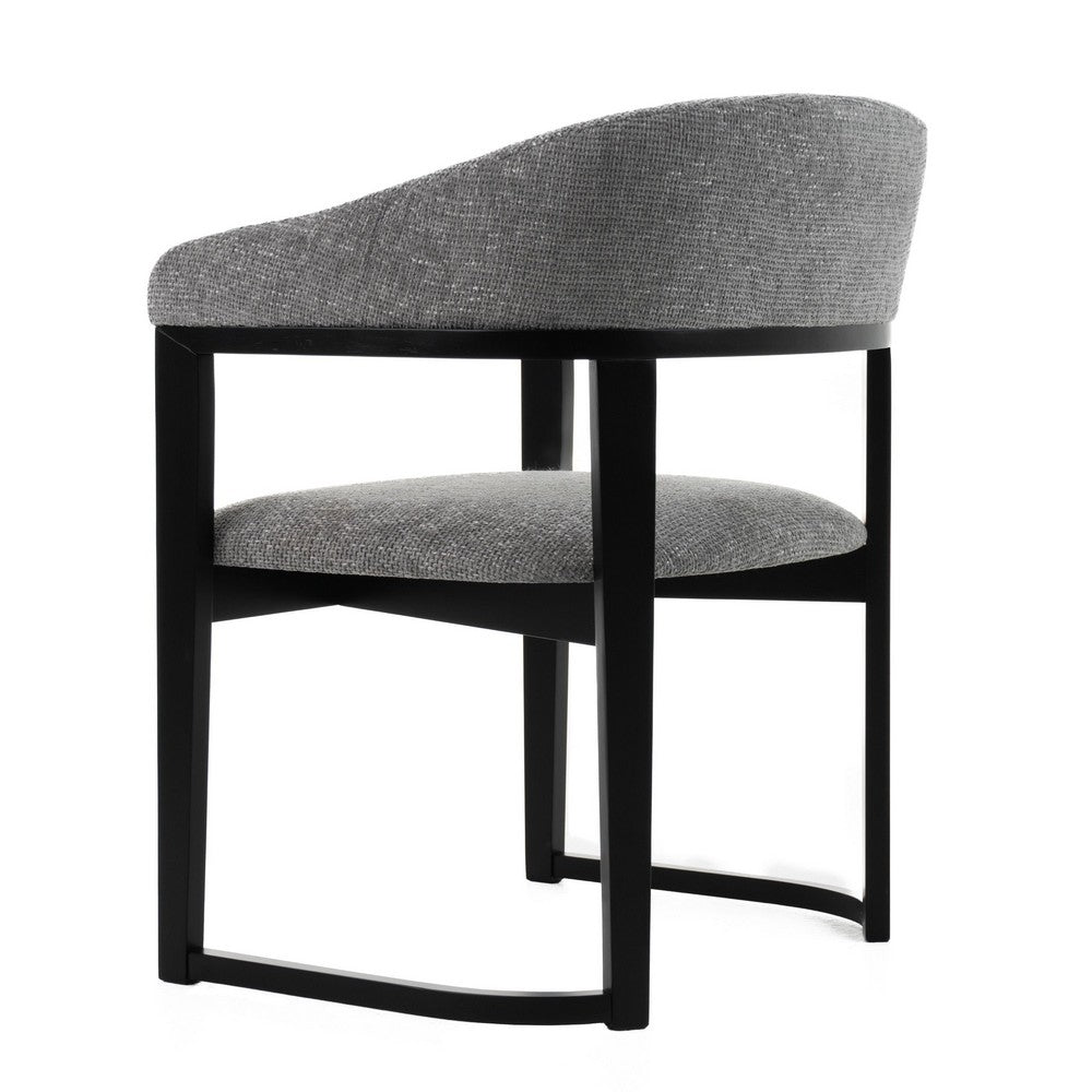 Cid Mary Dining Chair, Gray Fabric, Curved Black Solid Rubberwood Frame - BM338306