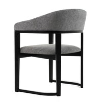 Cid Mary Dining Chair, Gray Fabric, Curved Black Solid Rubberwood Frame - BM338306