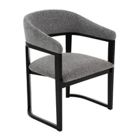 Cid Mary Dining Chair, Gray Fabric, Curved Black Solid Rubberwood Frame - BM338306