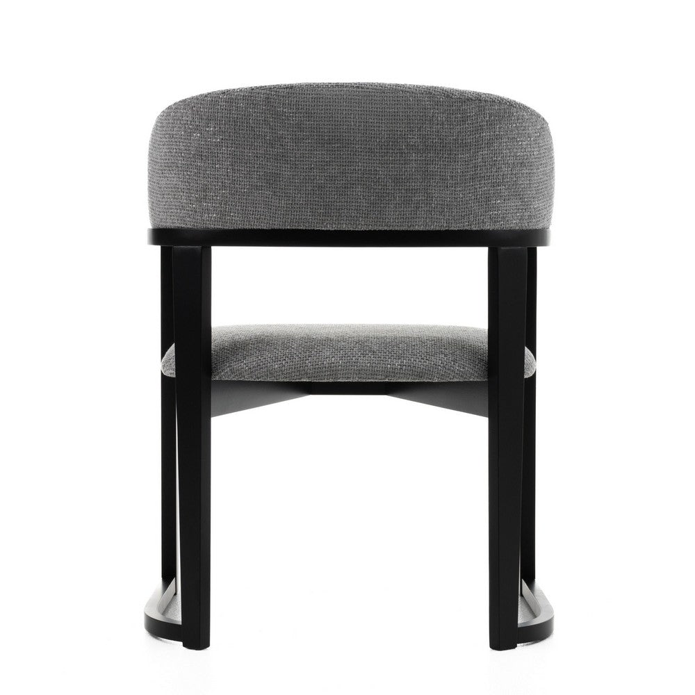 Cid Mary Dining Chair, Gray Fabric, Curved Black Solid Rubberwood Frame - BM338306