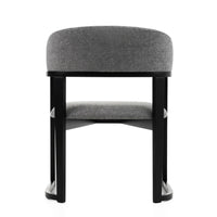 Cid Mary Dining Chair, Gray Fabric, Curved Black Solid Rubberwood Frame - BM338306