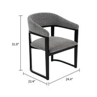 Cid Mary Dining Chair, Gray Fabric, Curved Black Solid Rubberwood Frame - BM338306