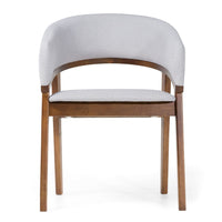 Cid Naj Dining Chair, Gray Fabric Cushions, Curved Walnut Brown Rubberwood - BM338309