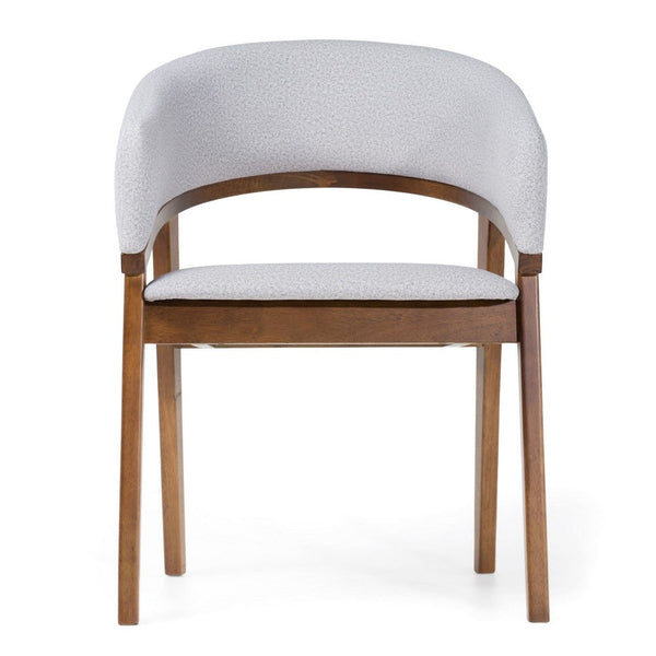 Cid Naj Dining Chair, Gray Fabric Cushions, Curved Walnut Brown Rubberwood - BM338309