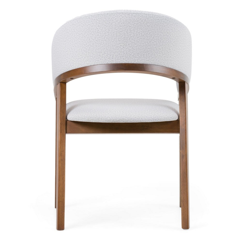 Cid Naj Dining Chair, Gray Fabric Cushions, Curved Walnut Brown Rubberwood - BM338309