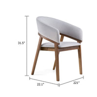 Cid Naj Dining Chair, Gray Fabric Cushions, Curved Walnut Brown Rubberwood - BM338309
