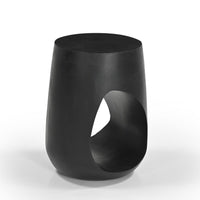 Trik Side End Table, 18 Inch, Free Form Hollow Center Black Wood - BM338351