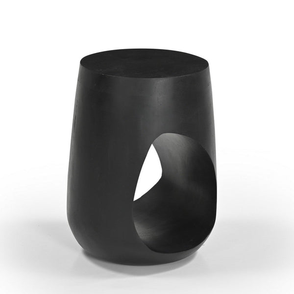 Trik Side End Table, 18 Inch, Free Form Hollow Center Black Wood - BM338351