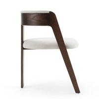 Cid Ashi Dining Side Chair Set of 2, Dark Brown Oak Wood, Off White Fabric - BM338353