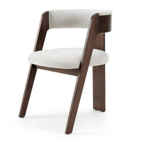 Cid Ashi Dining Side Chair Set of 2, Dark Brown Oak Wood, Off White Fabric - BM338353