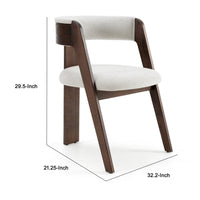 Cid Ashi Dining Side Chair Set of 2, Dark Brown Oak Wood, Off White Fabric - BM338353